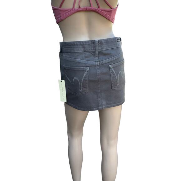 New Citizens of Humanity Dark Gray Waxed Jean Denim Mini Skirt Size 24 - Picture 4 of 11